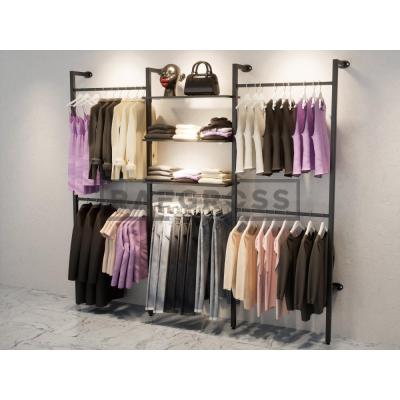 195x250 cm Duvara Monte Modüler Mağaza Raf Sistemi | Butik Rafı, Askılık Sistemi, Giyinme Odası Raf Ünitesi | Metal İskelet-154