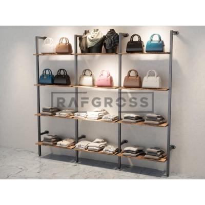 195x250 cm Duvara Monte Modüler Mağaza Raf Sistemi | 12 Raflı Metal Butik Rafı | Giyinme Odası, Showroom ve Mağaza Duvar Raf Ünitesi-169