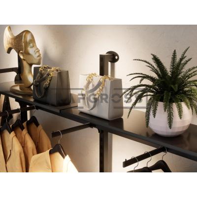 255x250 cm Duvara Monte Modüler Mağaza Raf Sistemi | Metal Askılık Sistemi, Butik Rafı, Giyinme Odası Gardırop Sistemi, Mağaza Standı-105