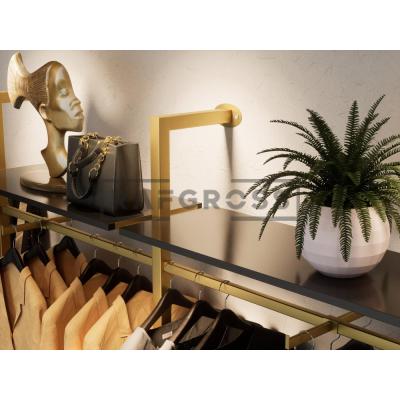 255x250 cm Duvara Monte Modüler Mağaza Raf Sistemi | Metal Askılık ve Raflı Butik Standı | Giyinme Odası Açık Gardırop Sistemi-163