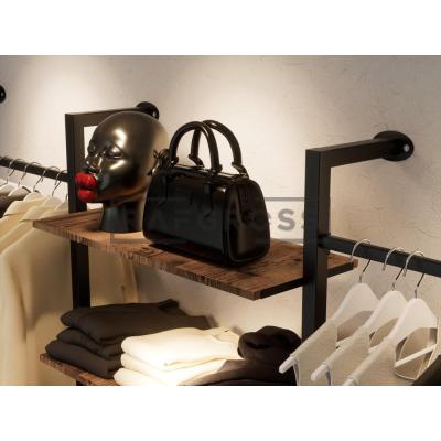 285x250 cm Duvara Monte Modüler Mağaza Raf Sistemi | 90 cm Askılık ve Raflı Metal Butik Rafı | Giyinme Odası ve Showroom Standı-197