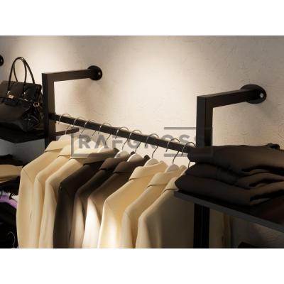 285x250 cm Duvara Monte Modüler Mağaza Raf Sistemi | 90 cm Askılık ve 30x90 cm Raflı Metal Butik Standı | Giyinme Odası Raf Ünitesi-202