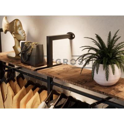 375x250 cm Duvara Monte Modüler Mağaza Raf Sistemi | 90 cm Askılık ve 30x90 cm Raflı Metal Butik Standı | Giyinme Odası ve Showroom Raf Ünitesi-205