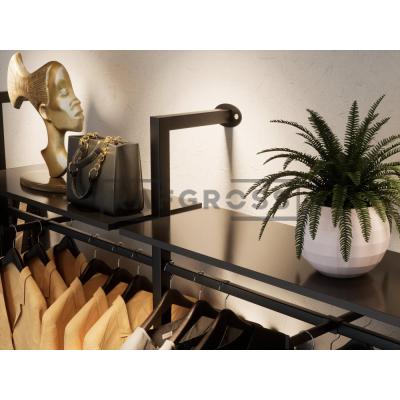 375x250 cm Duvara Monte Modüler Mağaza Raf Sistemi | 90 cm Askılık ve 30x90 cm Raflı Metal Butik Standı | Giyinme Odası ve Showroom Raf Ünitesi-206