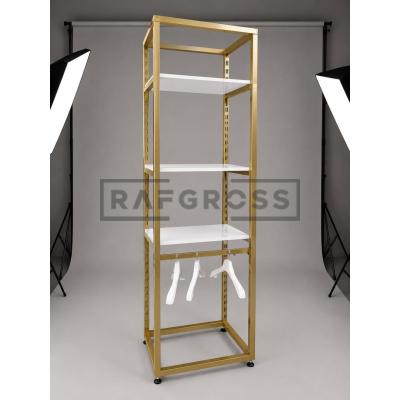 Modüler Metal Giyinme Odası Standı | Yükseklik Ayarlı Raflı ve Askılı Elbise Düzenleyici | Gold Metal İskeletli Mağaza ve Ev Raf Sistemi