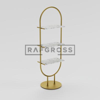 Oval Butik Stand – Askı ve Raflı Metal Stand 55x30 cm-200 cm 3 Raflı