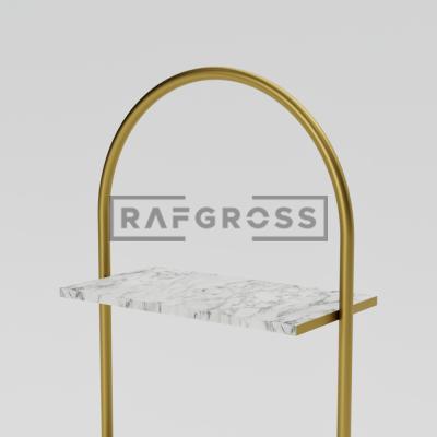Oval Butik Stand – Askı ve Raflı Metal Stand 55x30 cm-200 cm 3 Raflı