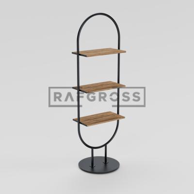 Oval Butik Stand – Askı ve Raflı Metal Stand 55x30 cm-200 cm 3 Raflı- 02