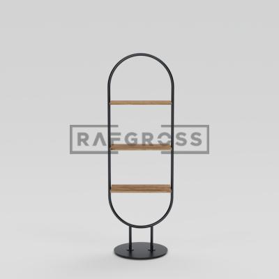Oval Butik Stand – Askı ve Raflı Metal Stand 55x30 cm-200 cm 3 Raflı- 02